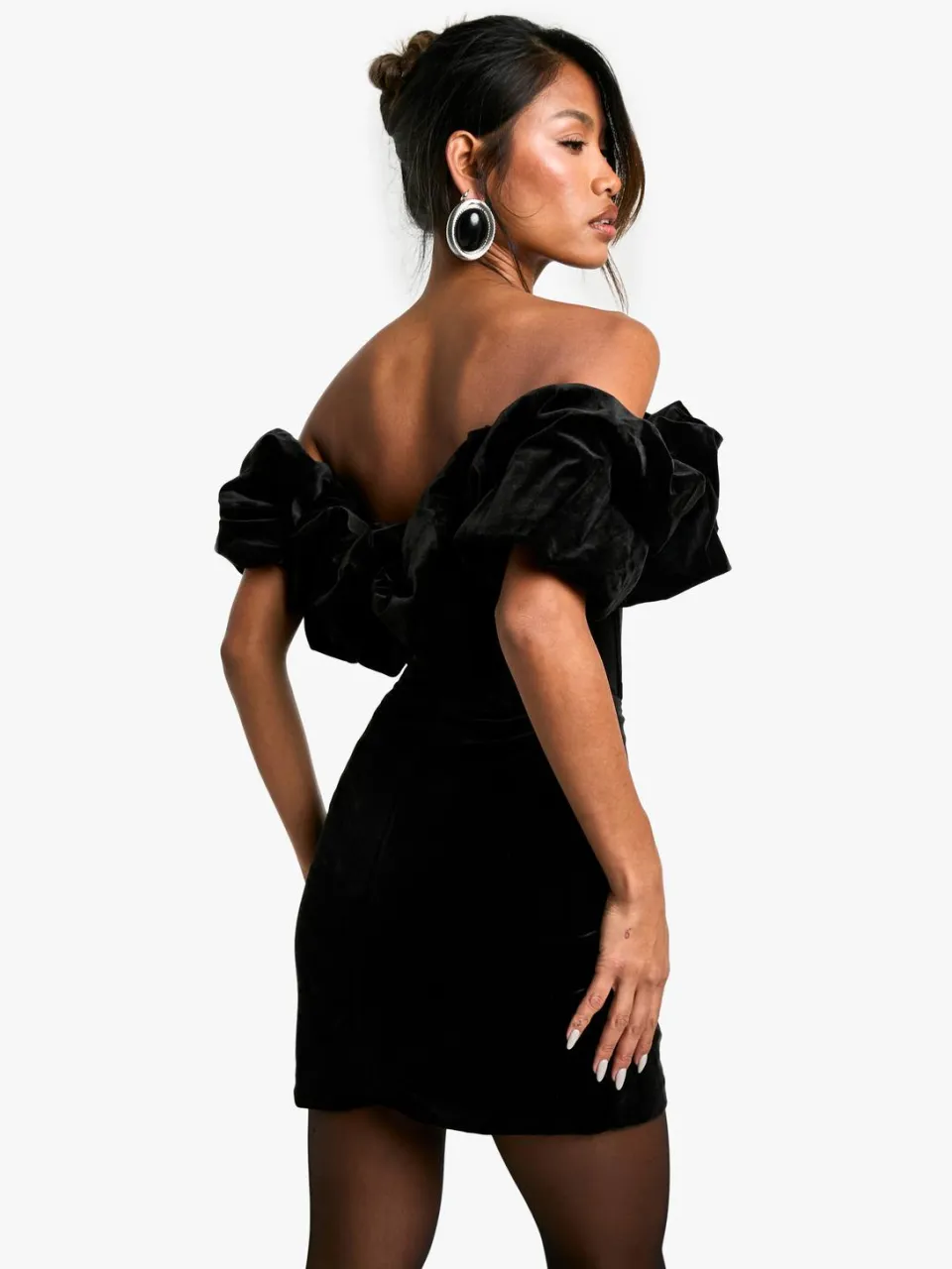 boohoo Dames Extreme Ruffle Fluwelen Mini-jurk zwart, foto 2