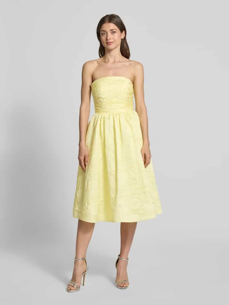 Hey Kyla mini-jurk met all-over bloemenmotief stitching Lichtgeel