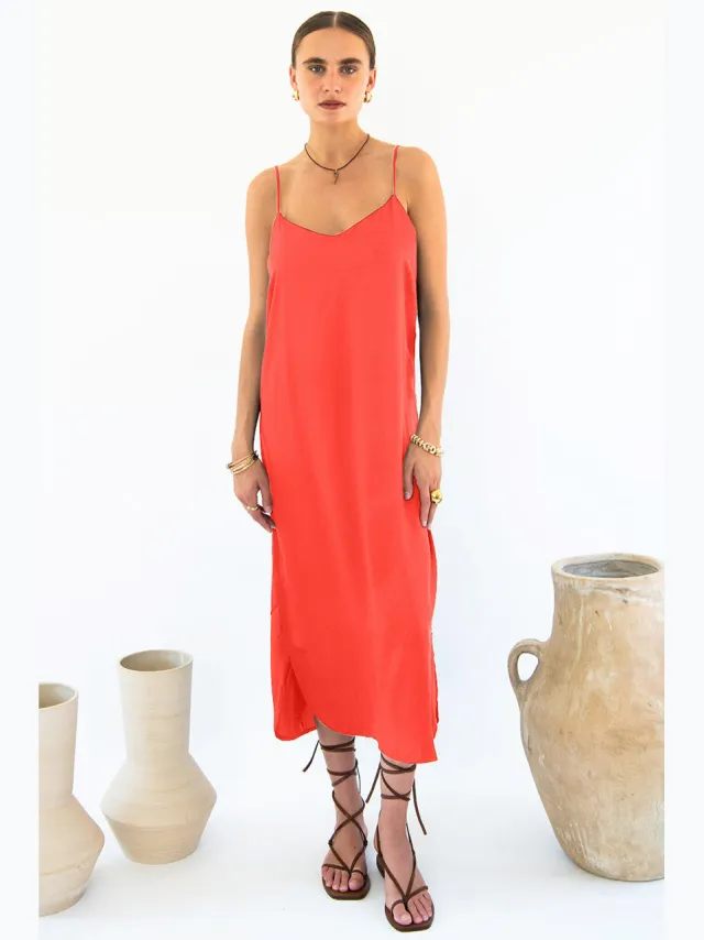Neu Nomads dames vegan Jurk Easy Slip Koraal Donkeroranje