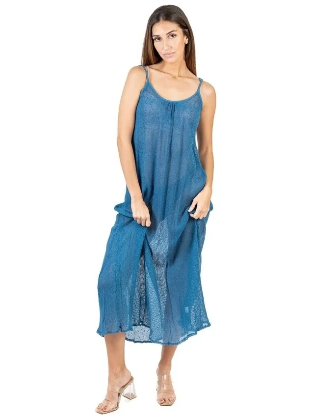 Isla Bonita By Sigris Lange Jurk Isla Bonita By Sigris Lange Midi -Jurk Blauw