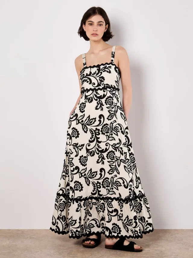 Apricot Monochrome Sarasa maxi-jurk met bloemenpatroon Room