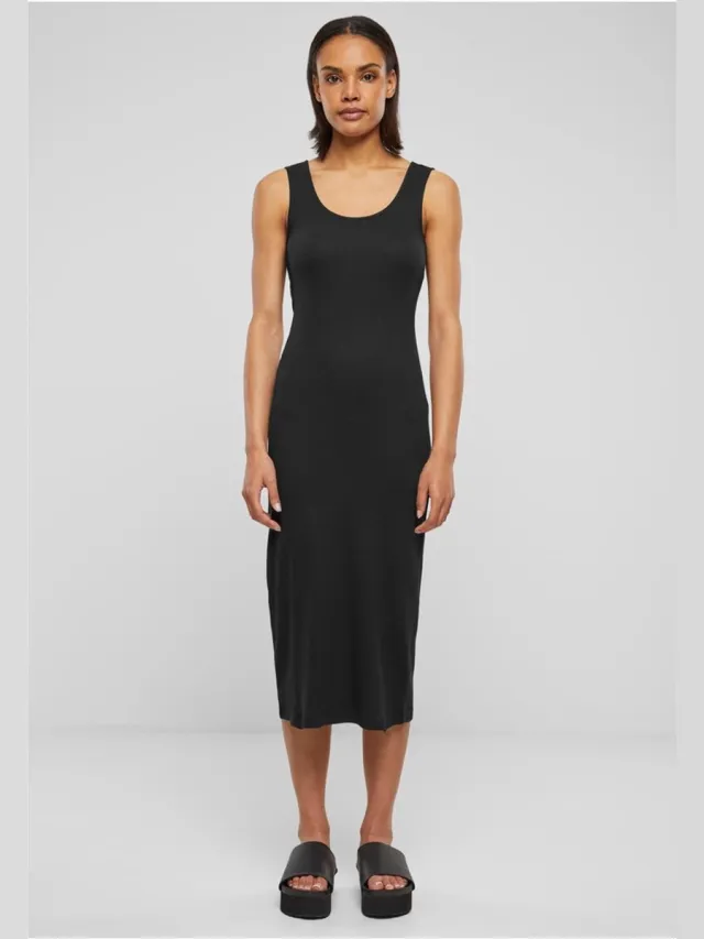 Urban Classics Rib Dames Maxi-jurk - zwart