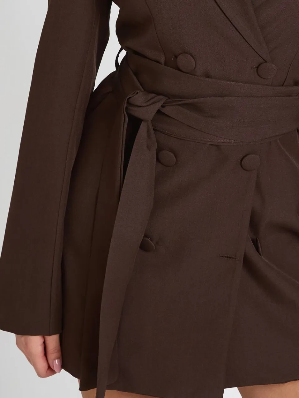 boohoo Dames Obi Strikceintuur Getailleerde Blazer Jurk espresso, foto 4
