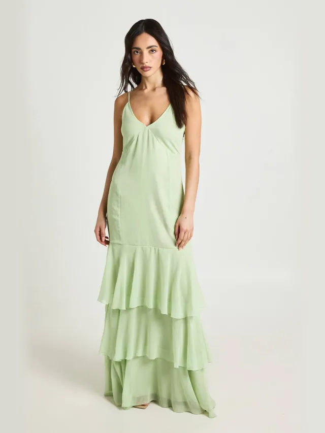 boohoo Dames Gelaagde Maxi Hemdjurk Van Chiffon In Toonkleuren Verstandig