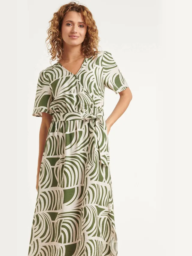 Smashed Lemon wikkeljurk met print - groen Groen/ecru
