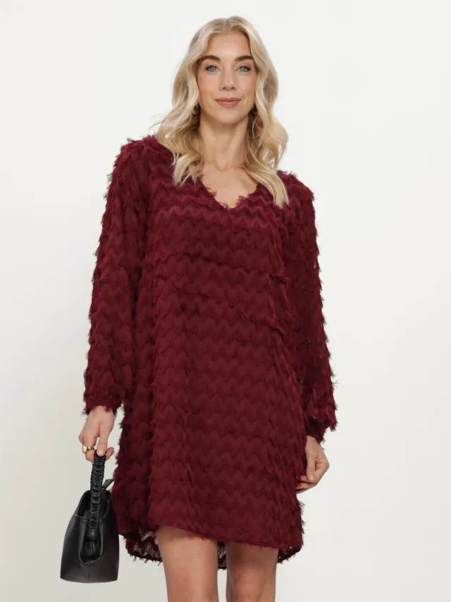 SELECTED WOMEN Dames Jurken Slwmyla Ls Relaxed Short Dress - Bordeaux