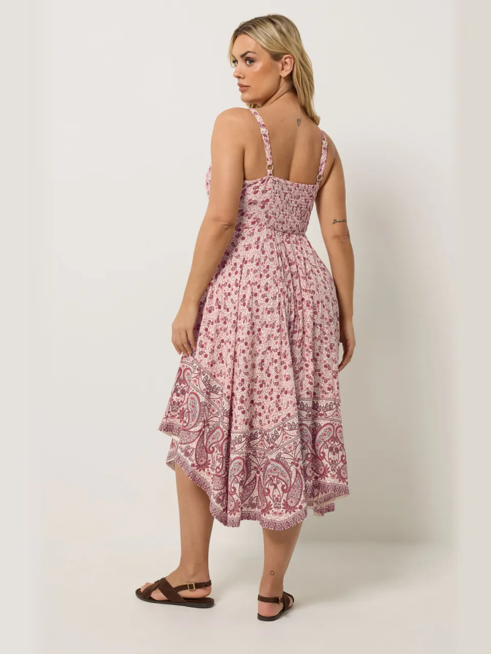 Yours Naturel Bruine Jurk Met Paisleyprint En Omgezoomde Zoom-52, foto 4