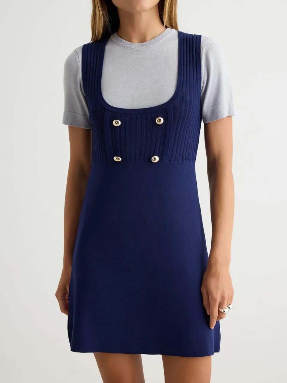 Trendyol TRENDYOLMİLLA Dames Donkerblauw Colorblock Kort / Mini Kort Bodycon Jurken marineblauw/blauw, foto 2