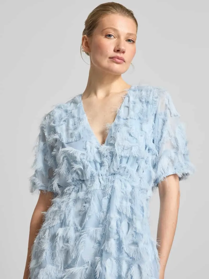 Y.A.S. cocktailjurk met franjes model 'PAZYLLA' lichtblauw, foto 7