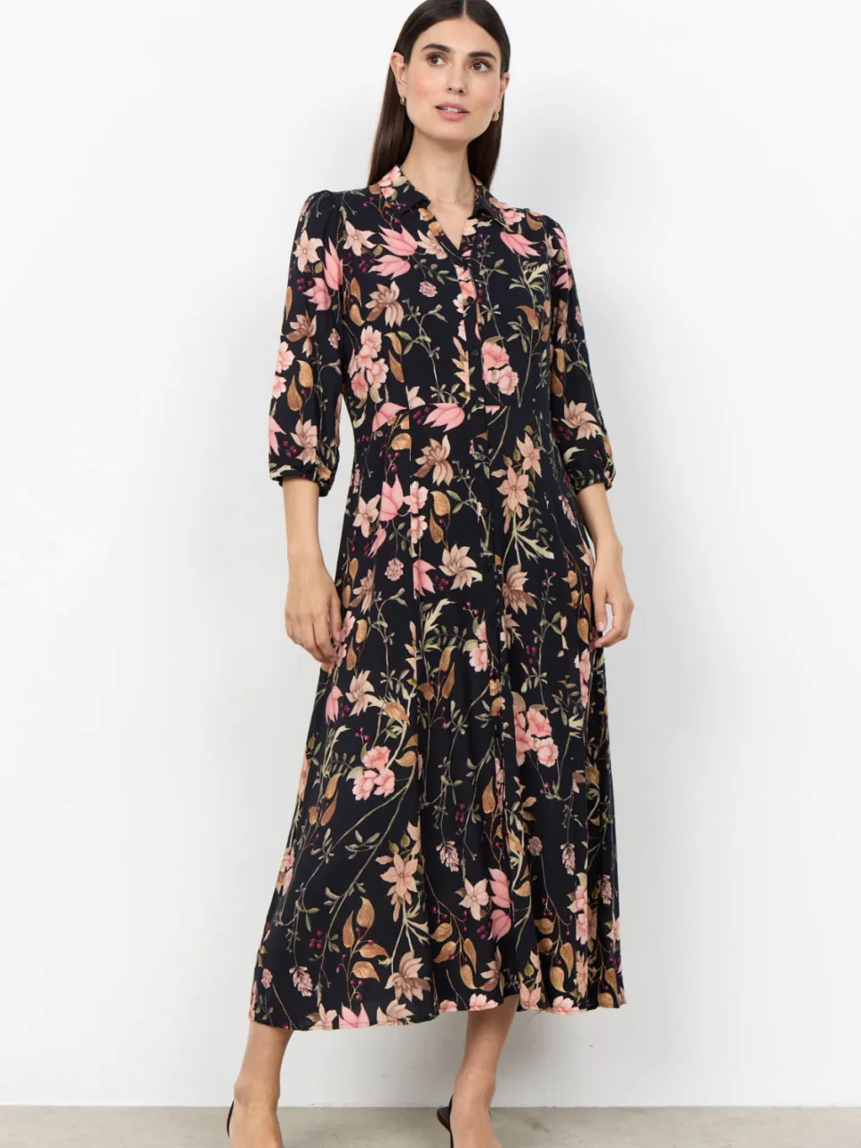 Soyaconcept viscose gebloemde blousejurk - zwart, foto 3