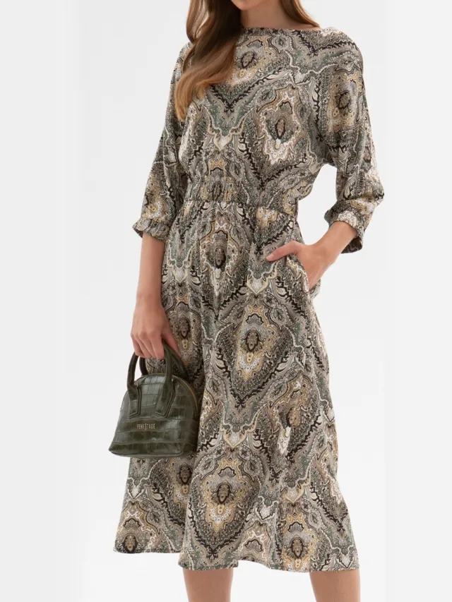 Starry Indigo Dames jurk | Viscose | Khaki Groen