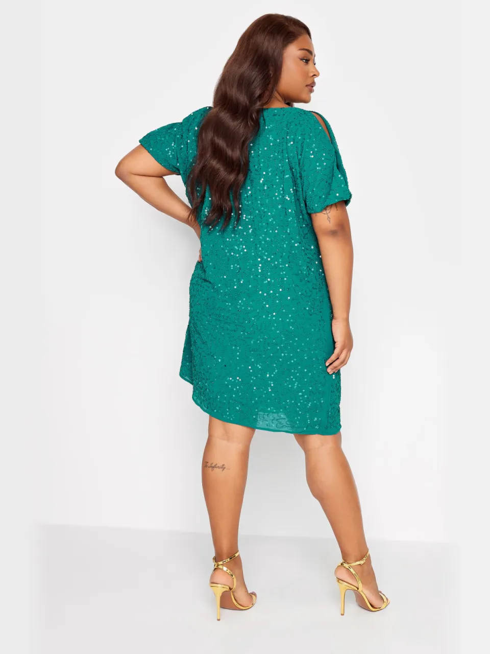 Luxe: Ultimate Embellishment Luxe Geweven Shiftjurk Met Kralen & Pailletten In Blauwgroensize 62-64, foto 3