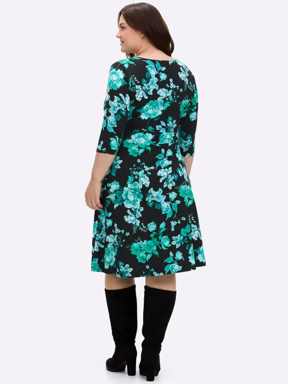 Jersey jurk zwart geprint