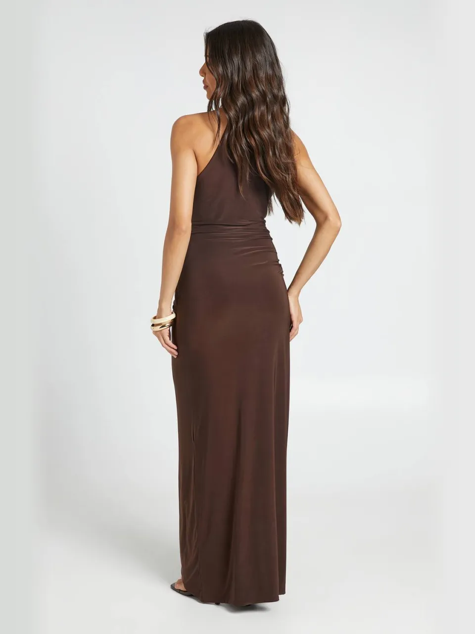 boohoo Dames Midaxi Jurk Met Goudkleurig Detail En Gedrapeerde Voorkant, foto 2