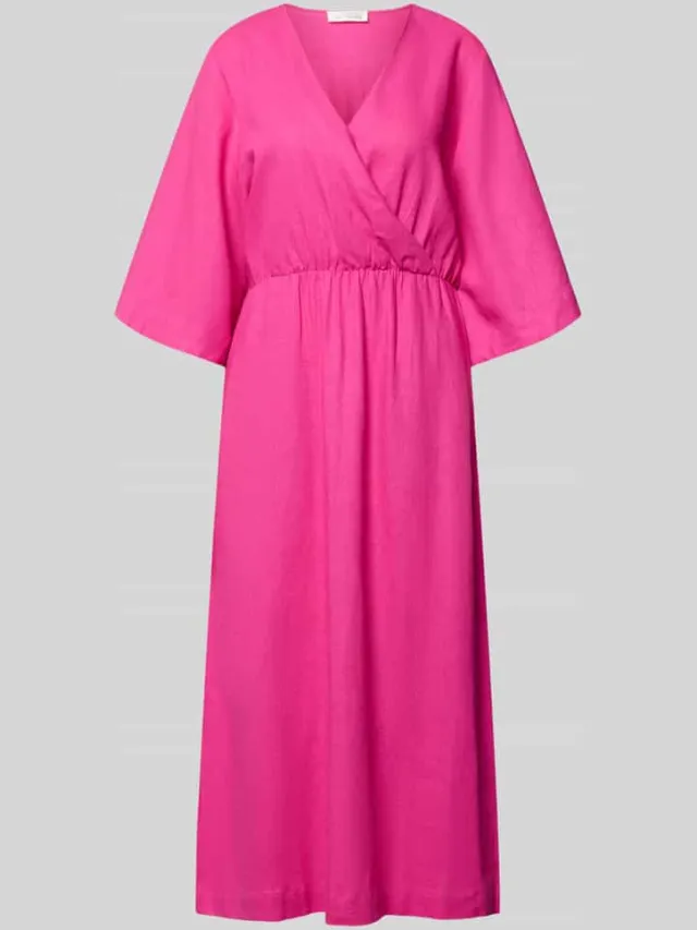 GUIDO MARIA KRETSCHMER WOMAN midi-jurk van linnenmix met kimonomouwen model 'Laura' fuchsia, foto 2