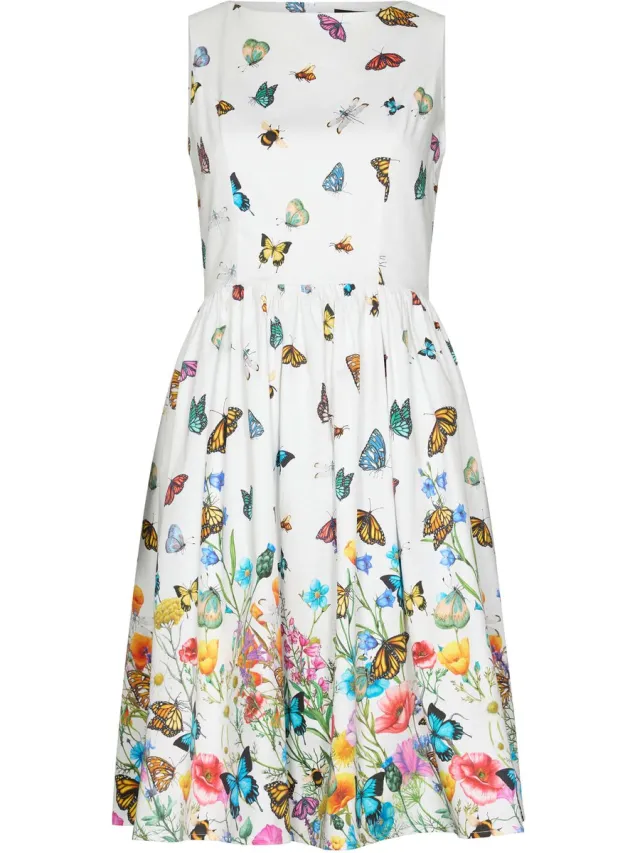Succubus Clothing Butterfly Garden 50's Swing Jurk Wit