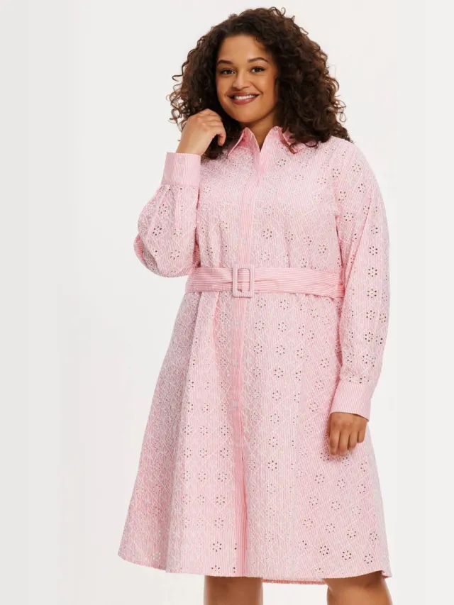 Yoek blousejurk broderie roze, foto 5