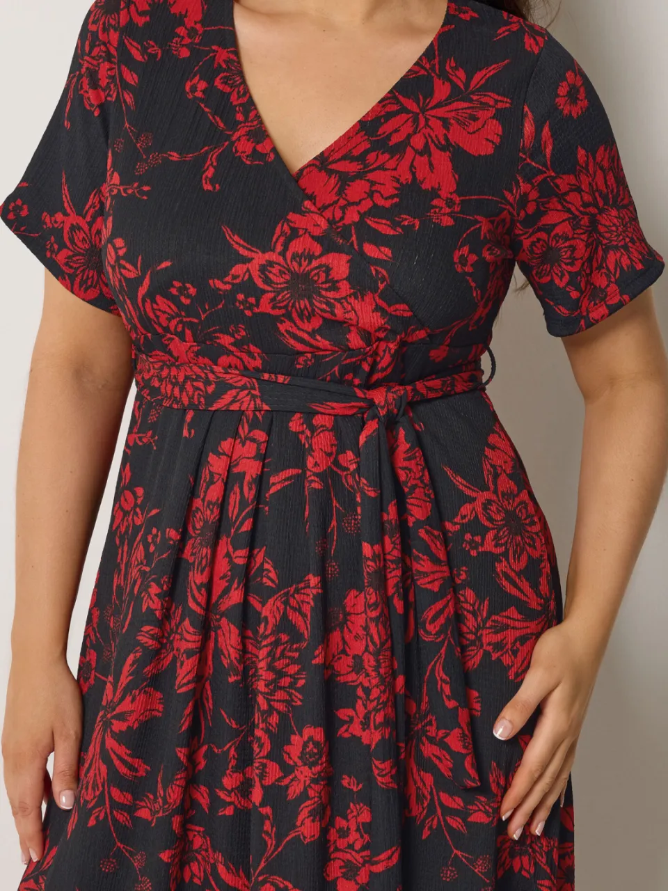 Yours Rode Wikkeljurk Met Bloemenprint rood, foto 5