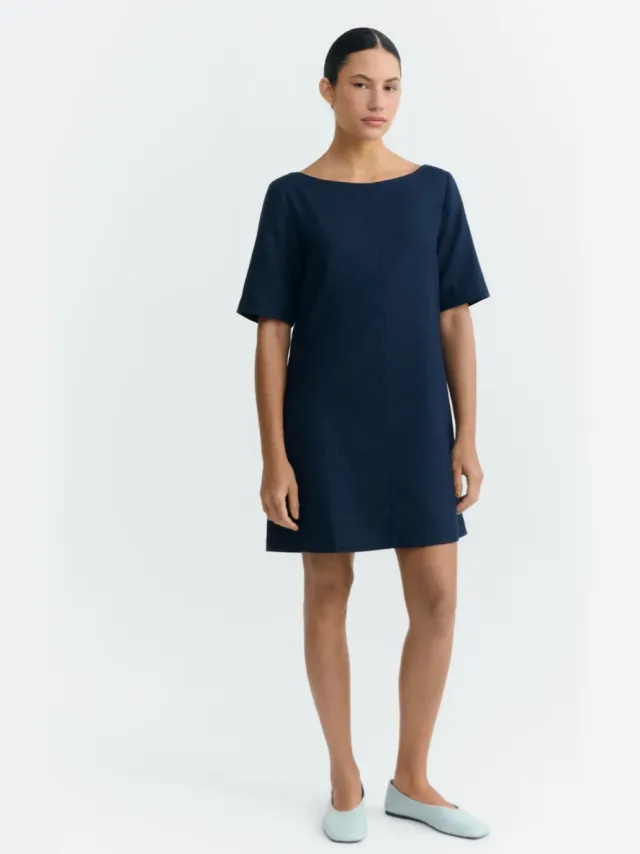 thinking mu dames vegan Jurk Kieran Marineblauw Extra donkerblauw