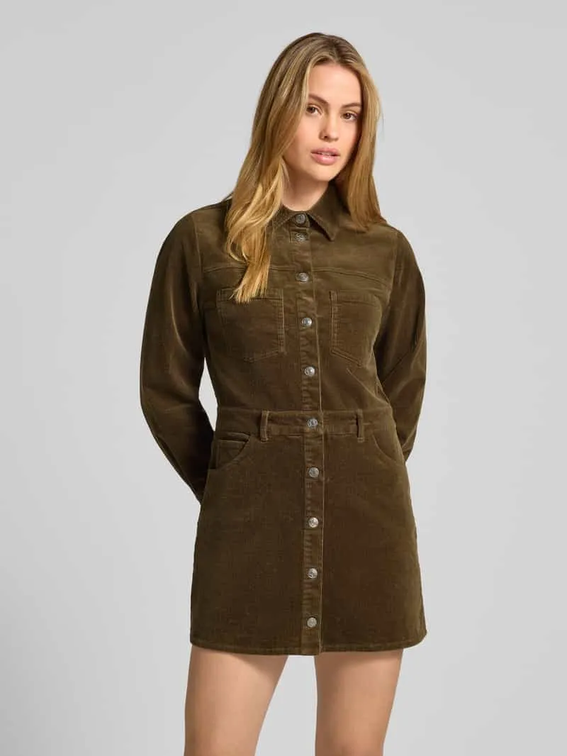 Jake*s Casual Mini-jurk in ribcordlook met borstzakken olijfgroen, foto 3
