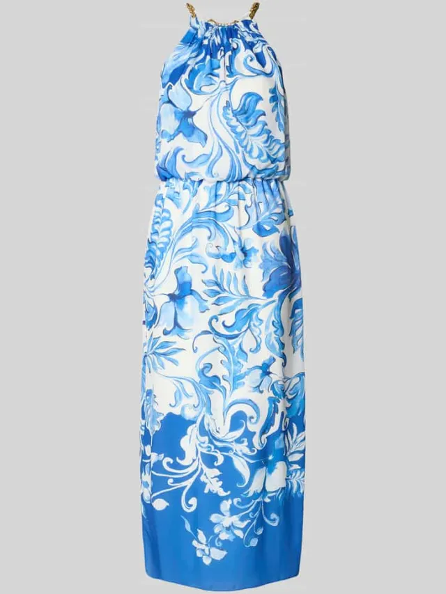 Adrianna Papell Cocktailjurk in all-over look met zijsplit blauw, foto 2