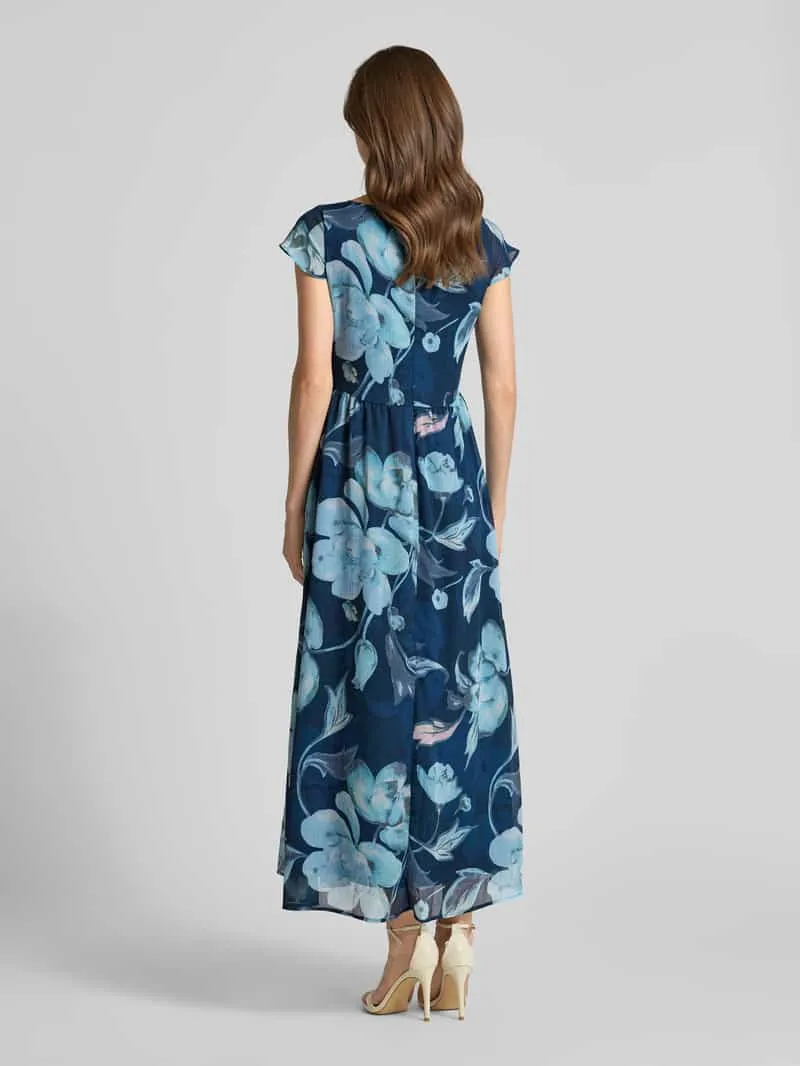 MORE & MORE maxi-jurk met druppelvormige hals en strikceintuur marineblauw, foto 2