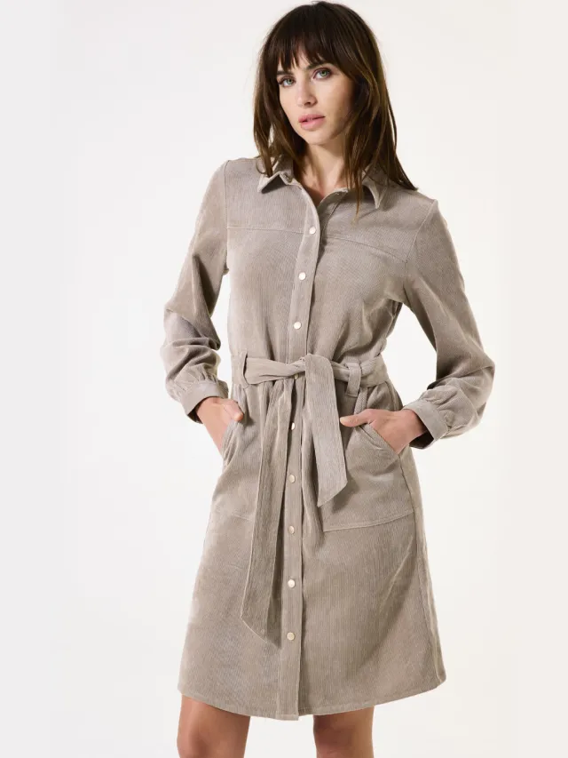 Garcia Taupe corduroy jurk Bruin