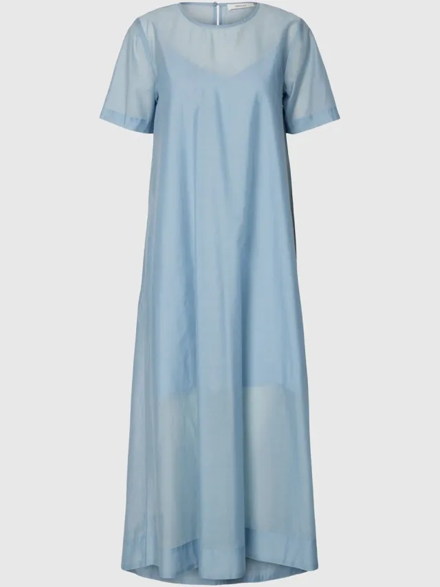 Selected Jurk met korte mouwen Maxi Dusty Blue