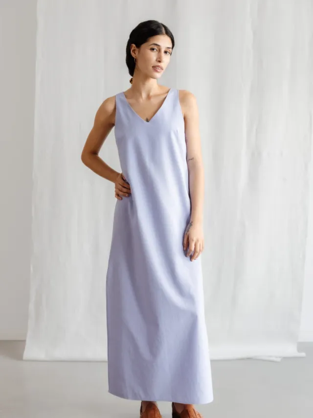 Jyoti - Fair Works dames vegan Midi Jurk Arohi Paars Lichtpaars