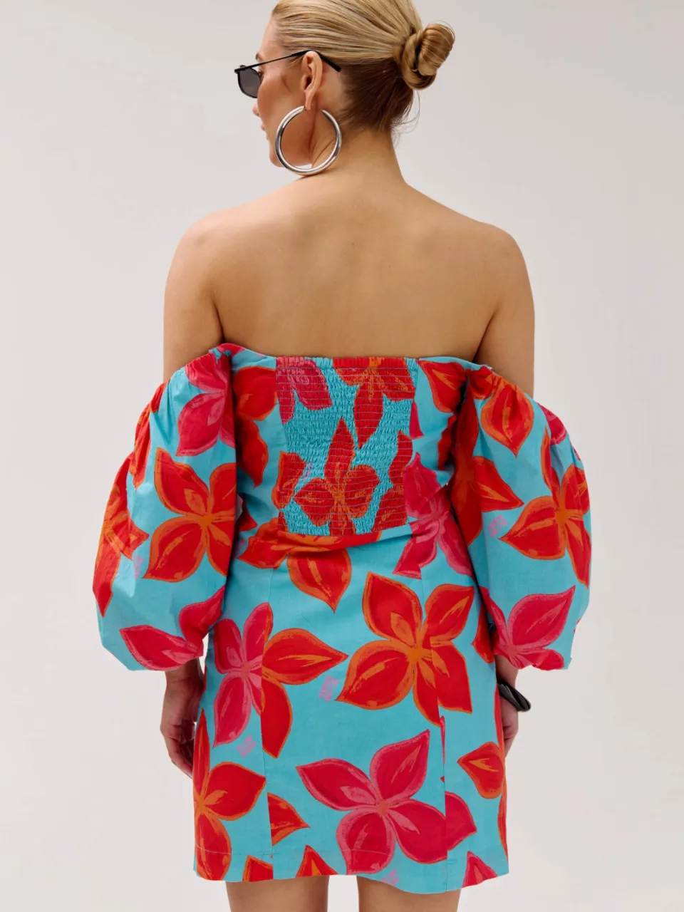 Harper & Yve gebloemde off shoulder jurk blauw, foto 5