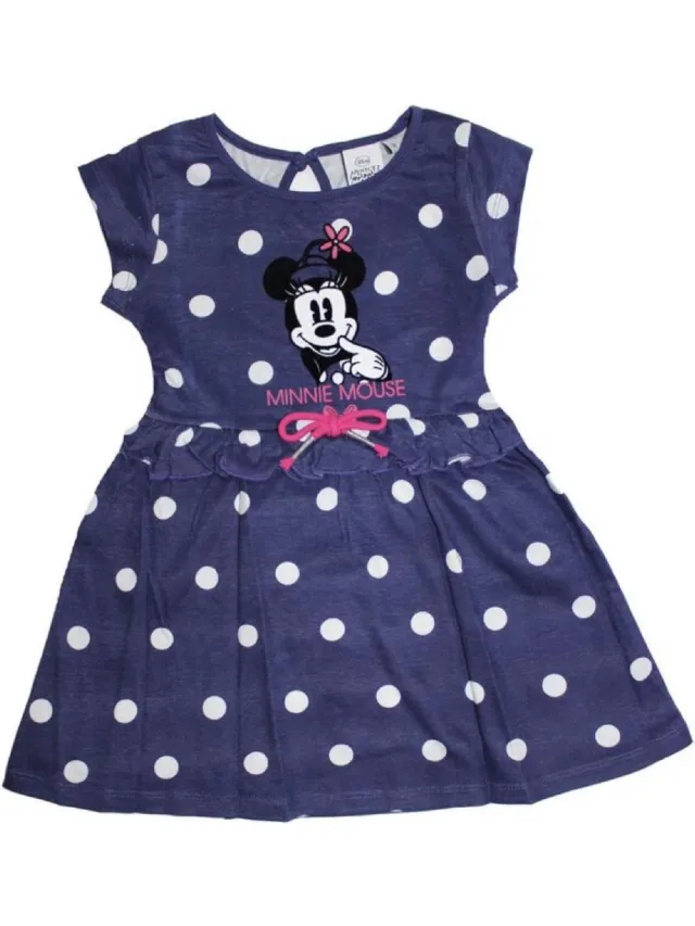 Disney Minnie Mouse zomer jurk - polkadot - blauw - maat 122/128 (8 jaar)