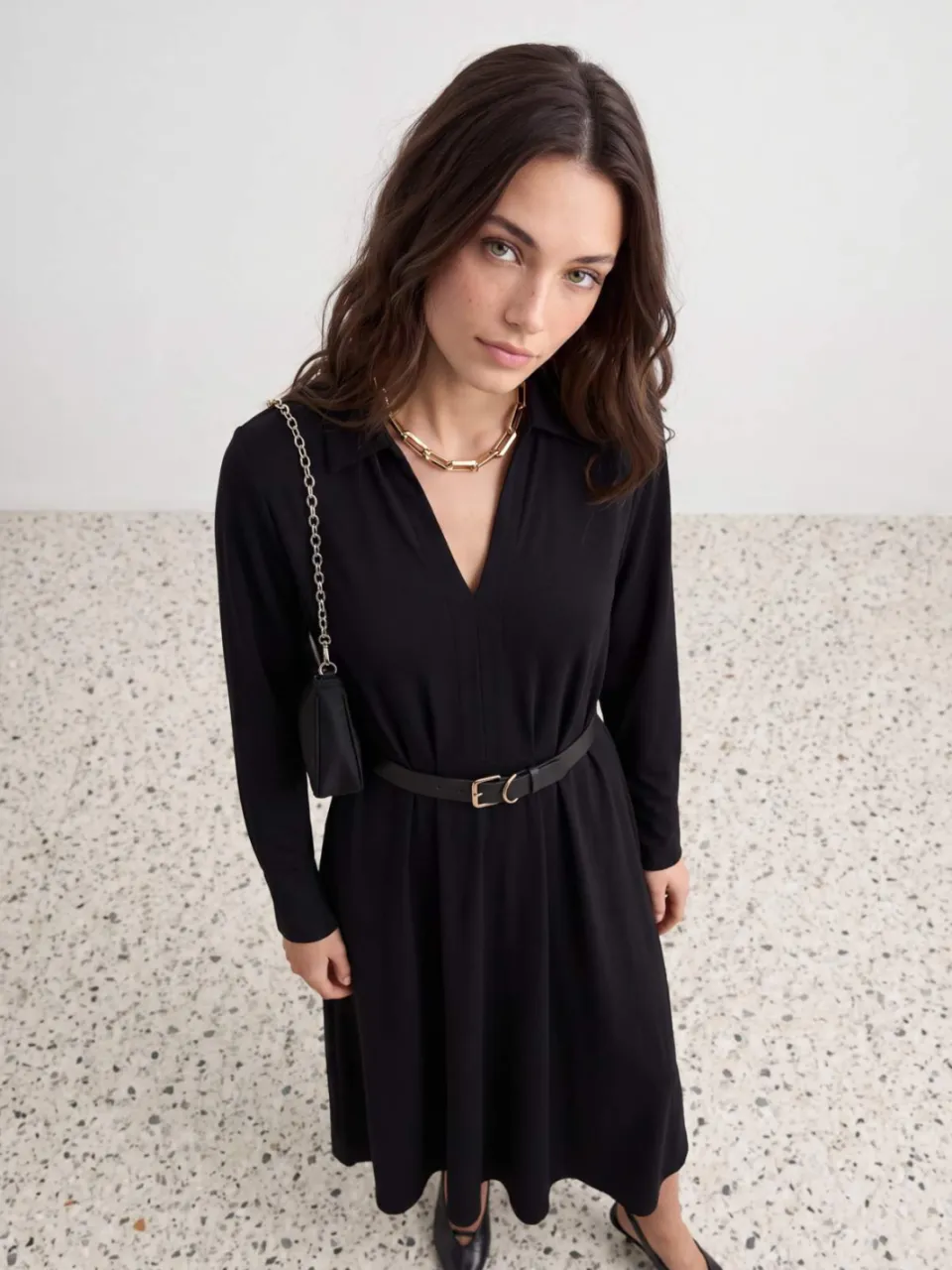 Trendyol TRENDYOLMİLLA Dames Zwart Effen Maxi Lang Skater Modest Jurken