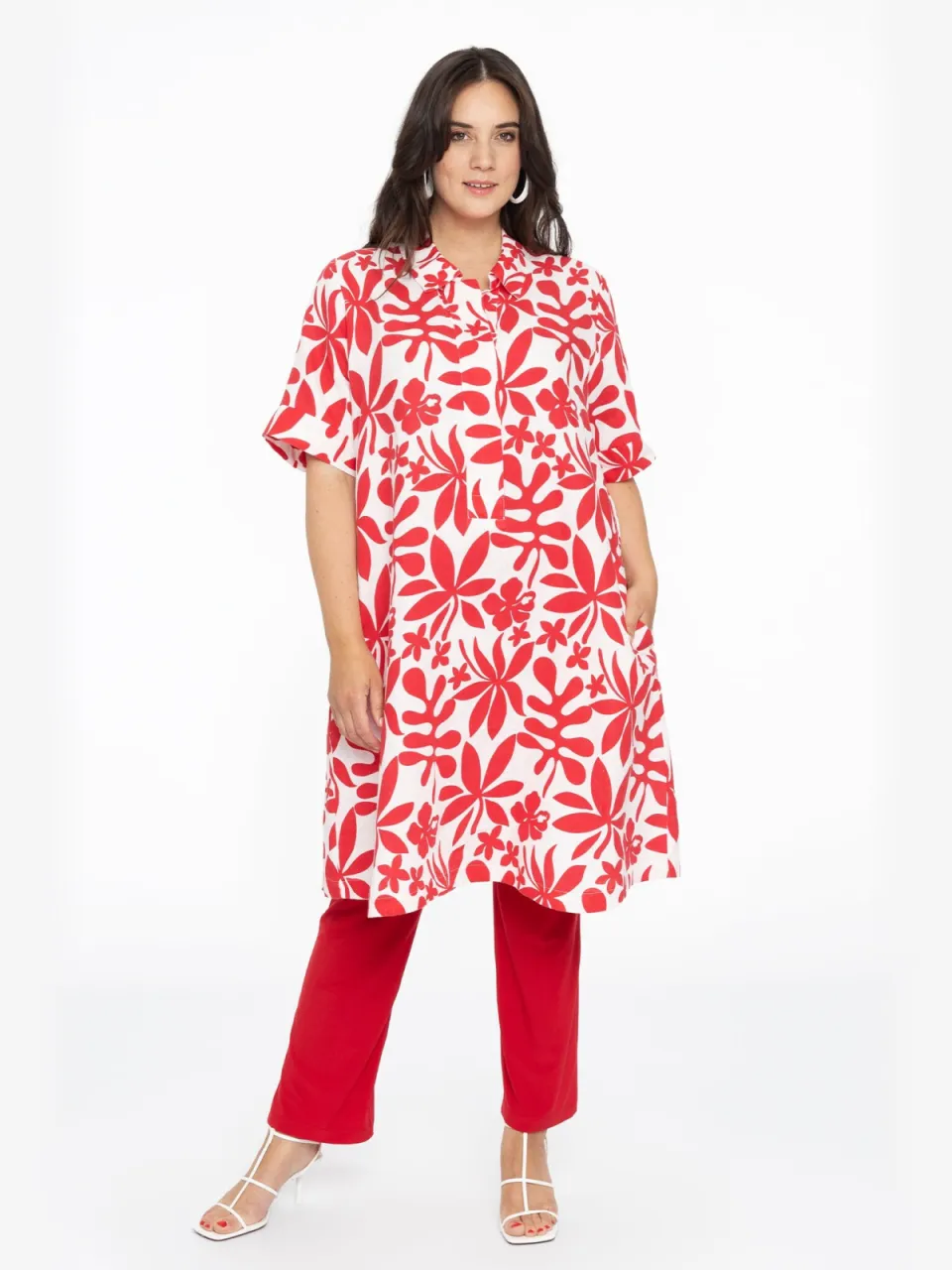 Yoek Jurk met kraag ANNA | Rood, foto 4