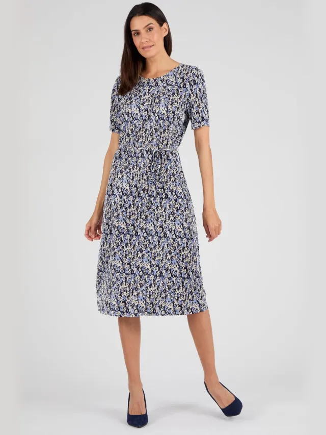 Damart Stippenjurk met vaste plooi - Dames - Blauw