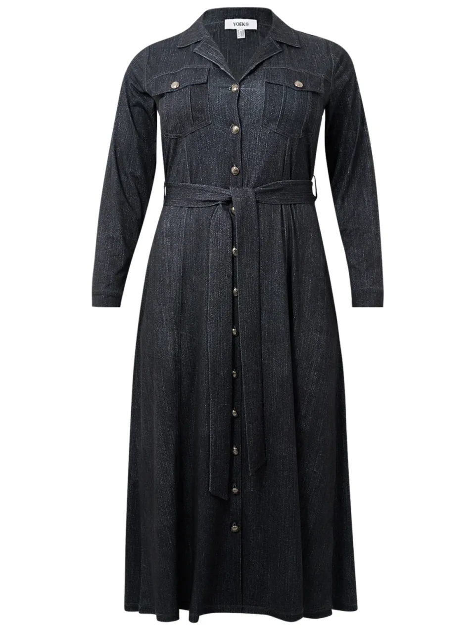Yoek denim jurk donkerblauw, foto 3