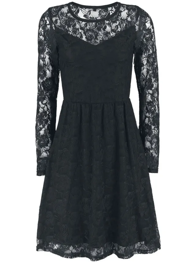 Gothicana Zwarte jurk van kant - Dames - 7XL