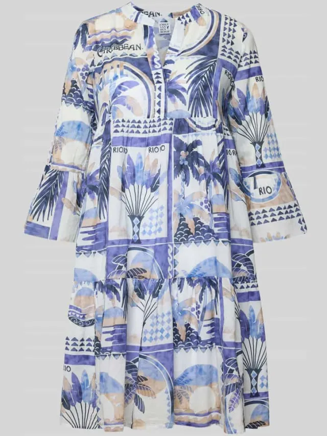 Emily Van den Bergh Tunikajurk in allover-look met V-hals bleu, foto 2