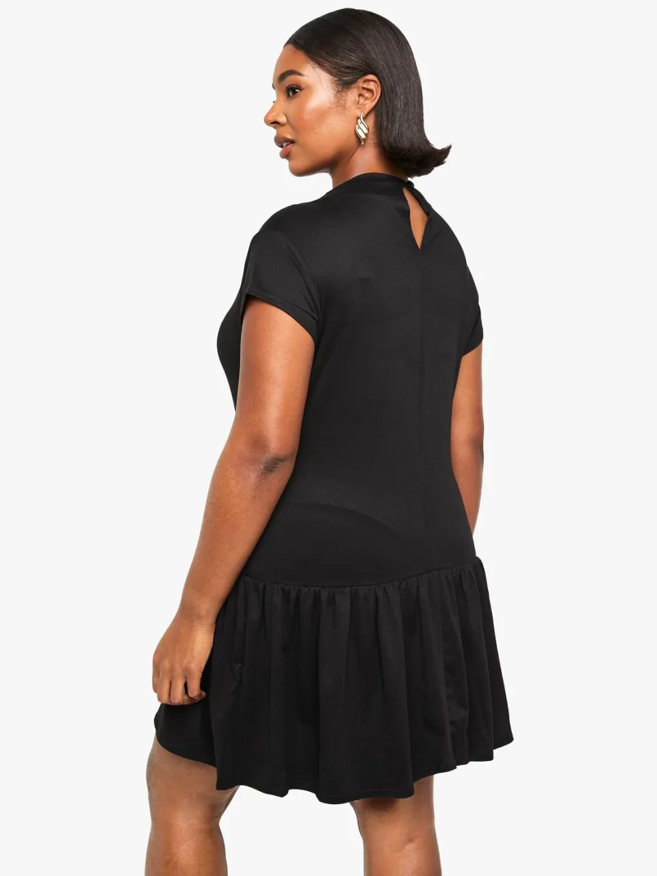 boohoo Dames PLUS ULTRAZACHTE HOOGNEK DROP-EIND SKATERJURK zwart, foto 2