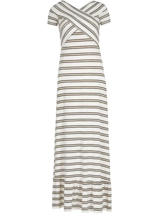 Patrizia Pepe • gestreepte maxi jurk • maat 36 (I) Wit