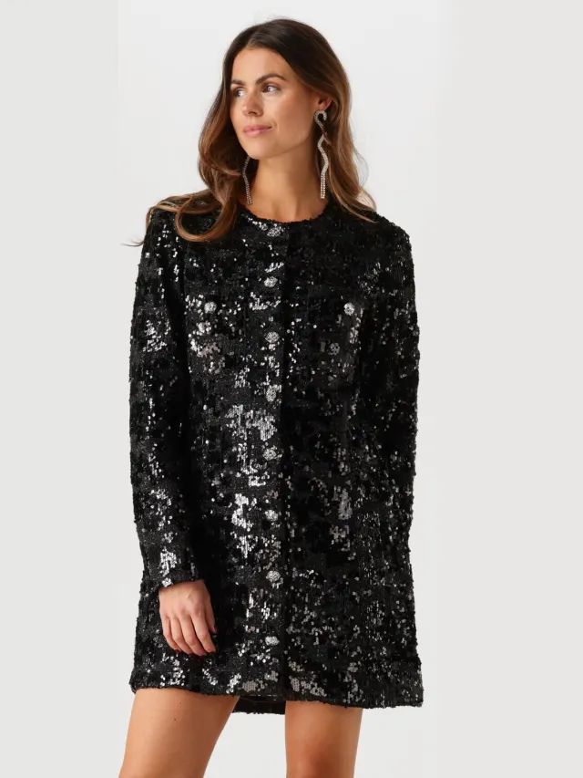 SECOND FEMALE Dames Jurken Flakes Dress - Zwart