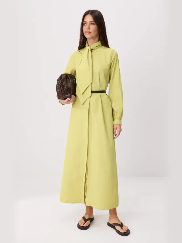 Trendyol Modest Dames Groen Effen Maxi Lang Casual Skater Modest Jurken