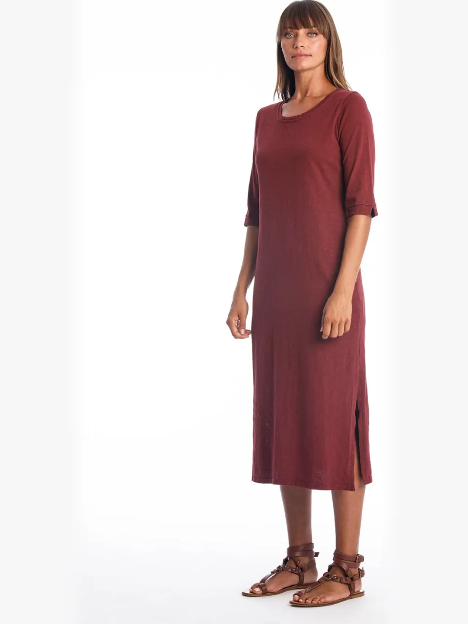 RAVENS VIEW IBIZA dames vegan Jurk Maxi Mia Donker Granaatrood donkerrood, foto 2