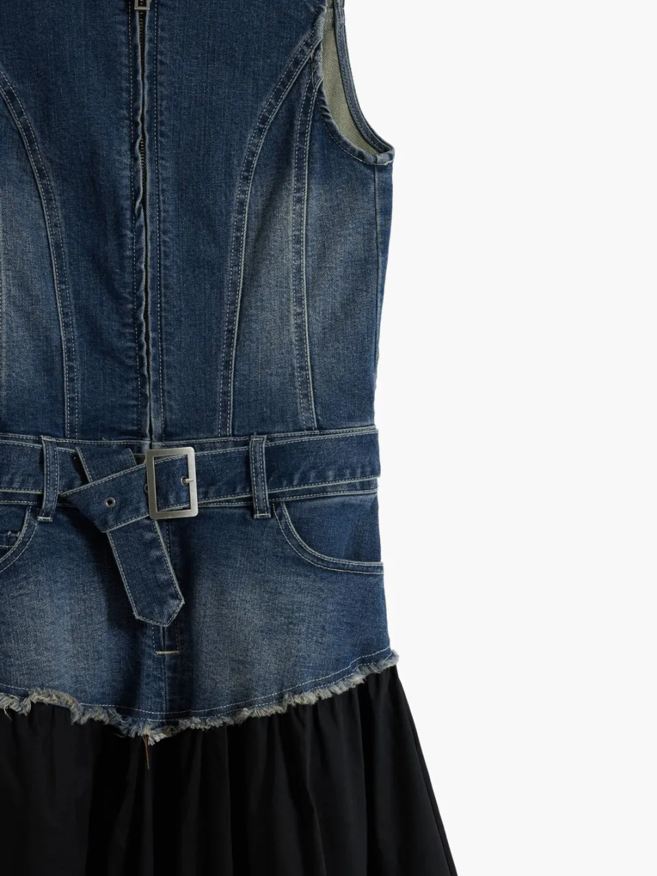 Desigual denim midi jurk medium blue denim, foto 5