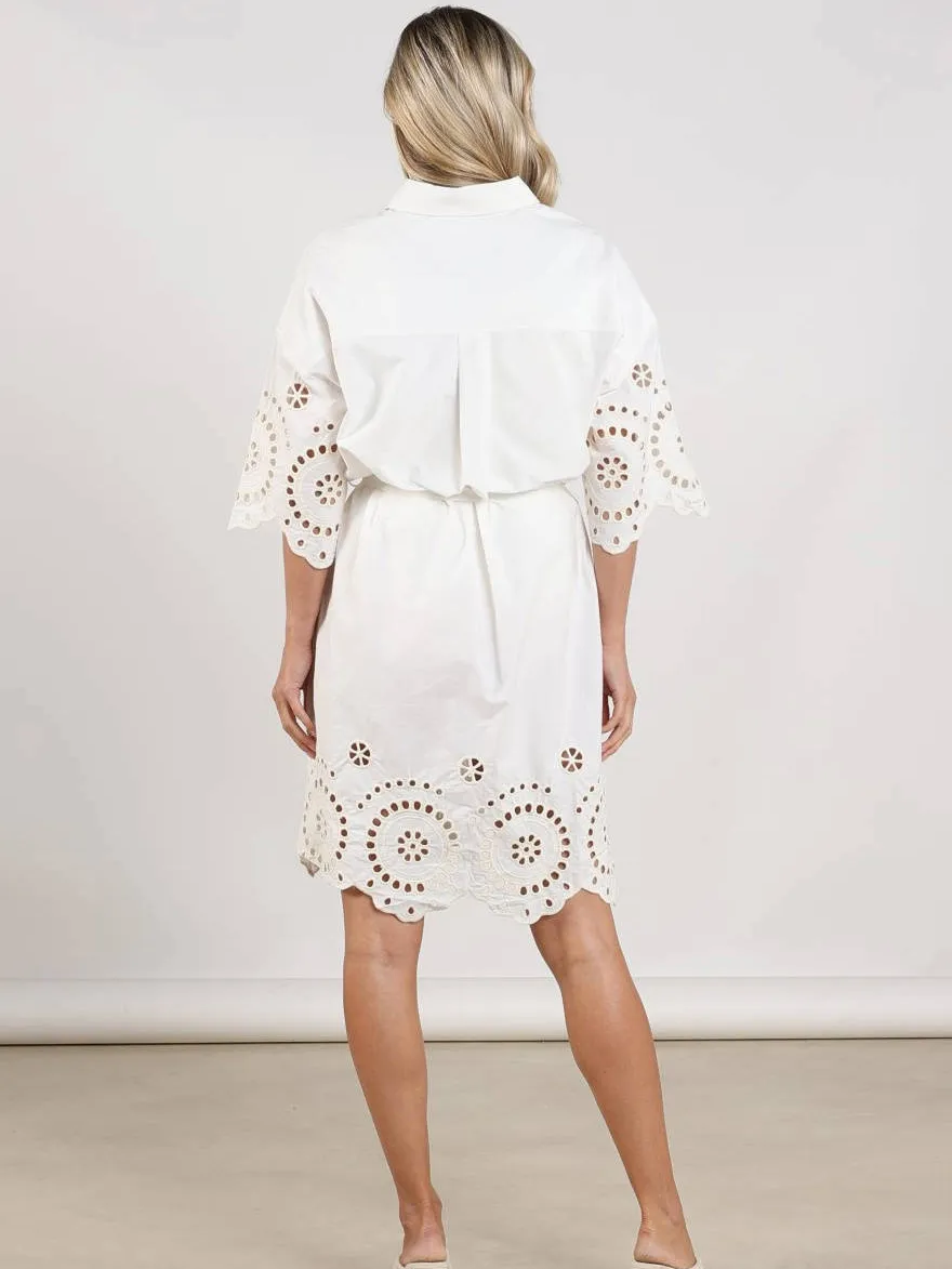 NUKUS mini jurk broderie ecru, foto 4