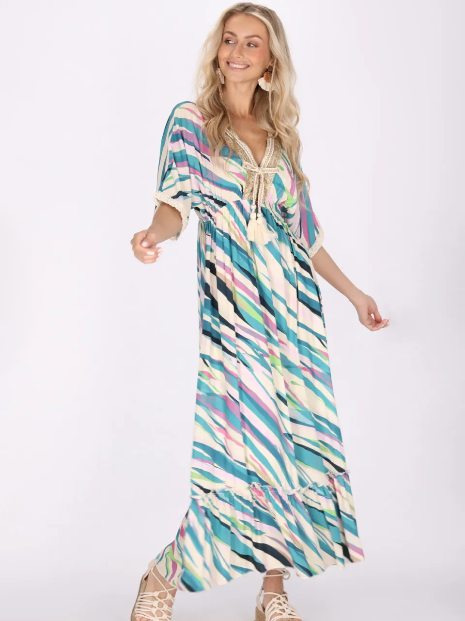 IZIA Jurk Dames Groen Veelkleurig