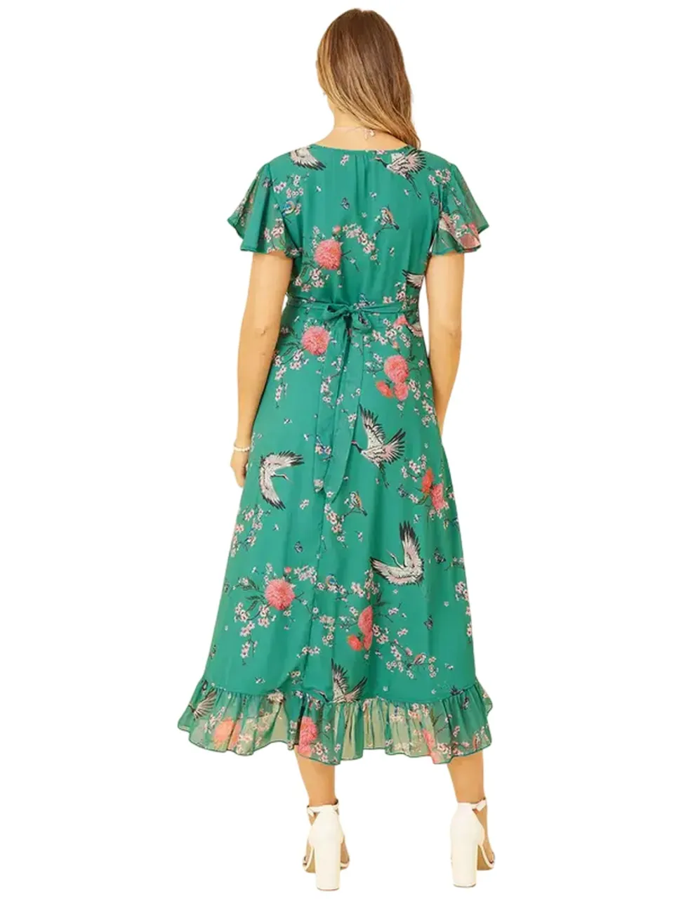 Yumi Crane-wikkeljurk met V-hals voor dames (Groen)
