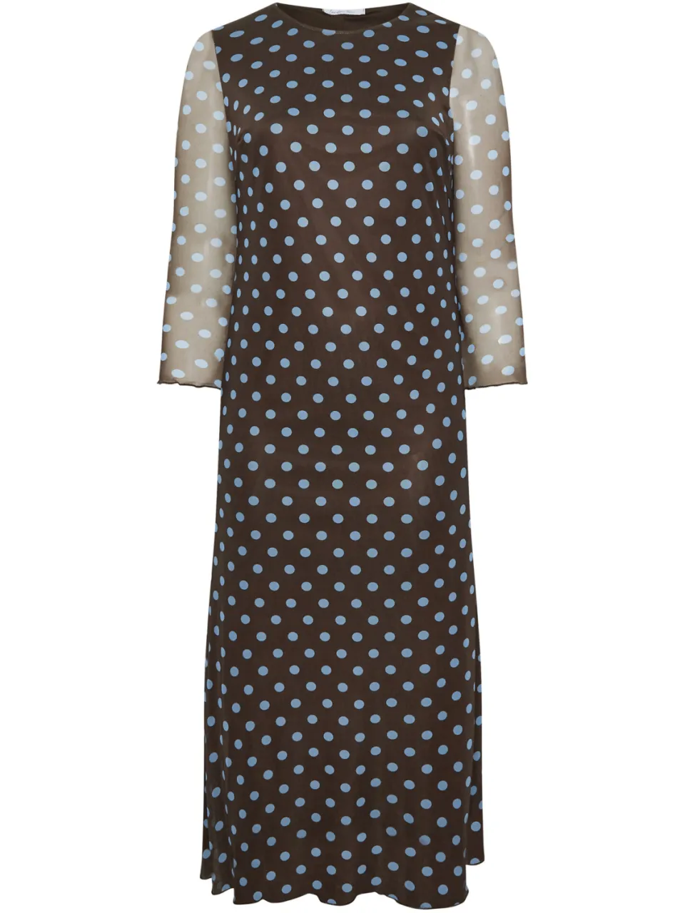 Yours London Chocoladebruine En Blauwe Meshjurk Met Stippen, foto 4