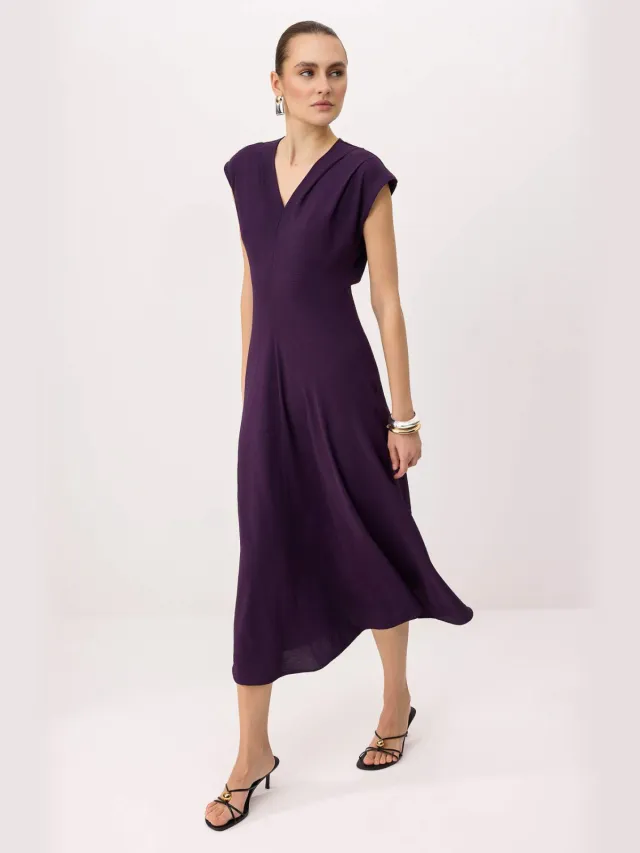 Trendyol TRENDYOLMİLLA Dames Paars Effen Midi Mouwloos A-lijn Jurken Rood