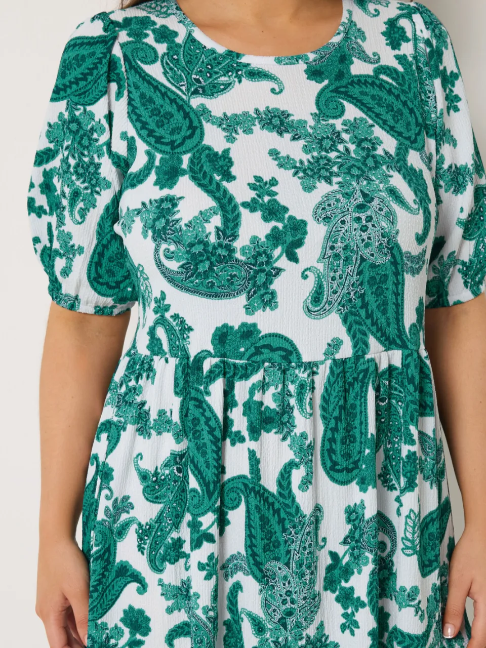 Yours Groene Gelaagde Midijurk Met Paisleyprint, foto 5