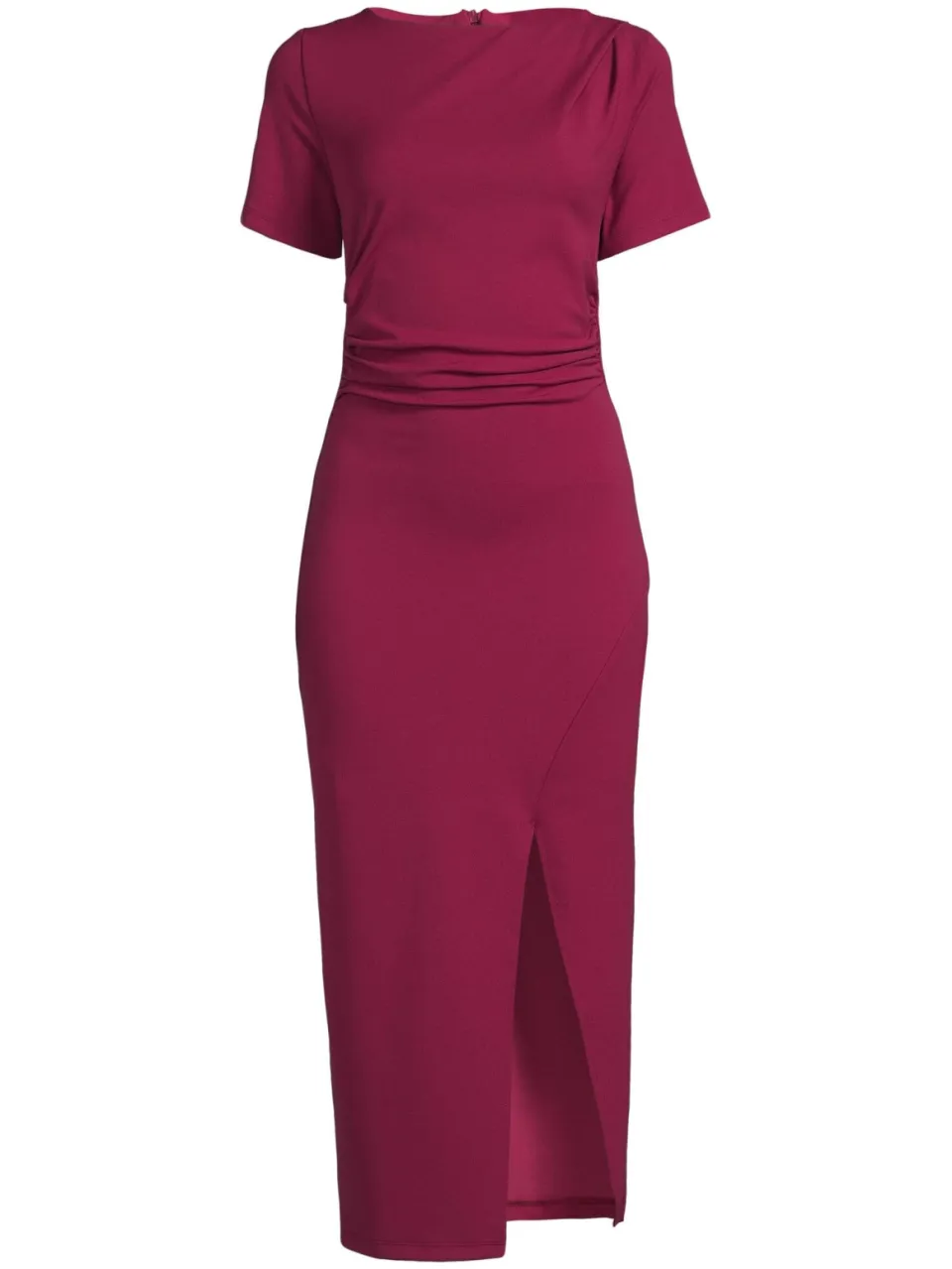 Ruby midi jurk met plooien detail wijnrood, foto 2